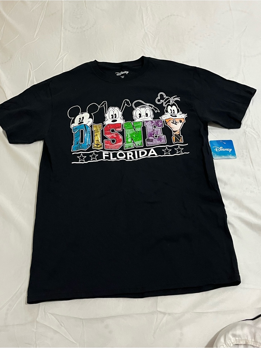 Disney Black Short Sleeve 'DISNEY Florida' Character Graphic Tee Size Medium NWT